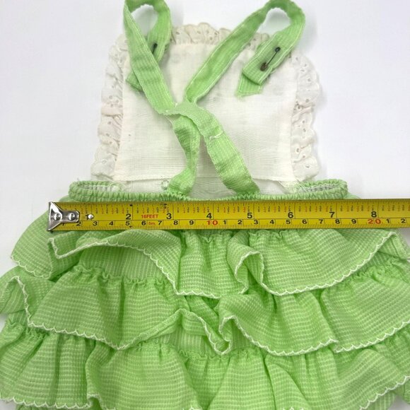 Vtg Infant Green & White Ruffled Floral Baby Romper 9 Months Polyester/Rayon - Picture 15 of 16
